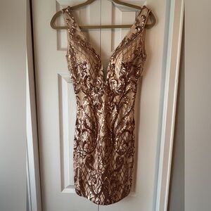 Rose gold sequin homecoming/prom/formal dress